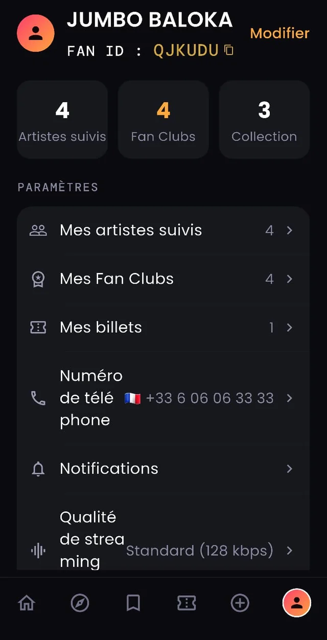 Mon compte — application Melodis